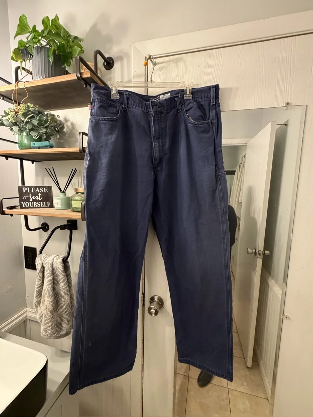 Carhartt Men's Relaxed Navy Work Jeans 40x32